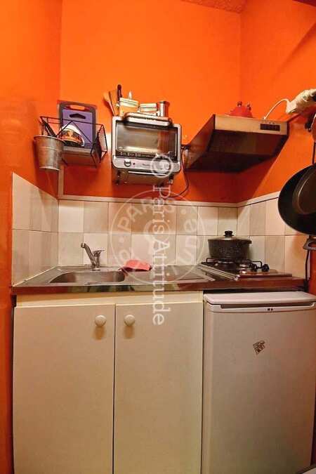 Kitchen Furnished studio - 20m²  - Oberkampf - Paris