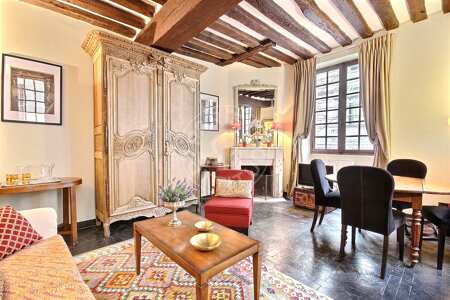 Salon Appartement meublé - 35m²  - 1 chambre - Ile Saint-Louis - Paris