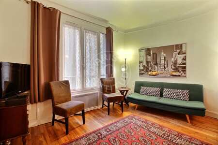 Salon Appartement meublé - 44m²  - 1 chambre - Mirabeau - Paris