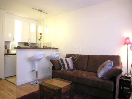 Living room Furnished studio - 20m²  - Tour Eiffel - Paris