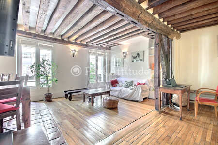 Salon Appartement meublé - 78m²  - 2 chambres - Montorgueil - Paris