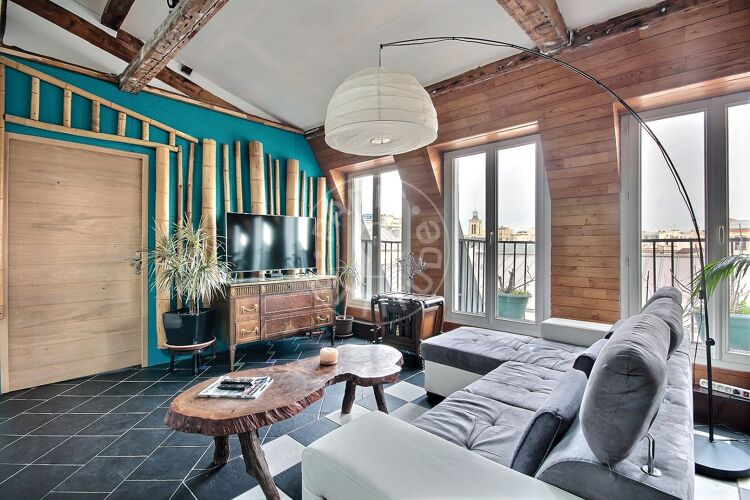 Living room - Furnished 2 bedrooms - Paris 75010 - 6553