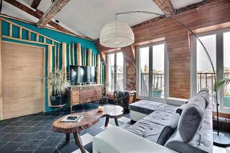 Living room Furnished apartment - 95m²  - 2 bedrooms - Faubourg Saint-Martin - Paris