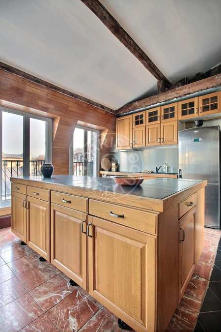 Kitchen Furnished apartment - 95m²  - 2 bedrooms - Faubourg Saint-Martin - Paris