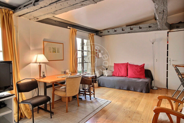 Living room - Furnished studio alcove - Paris 75004 - 6556