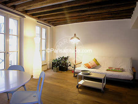 Living room Furnished apartment - 43m²  - 1 bedroom - Place Monge - Paris