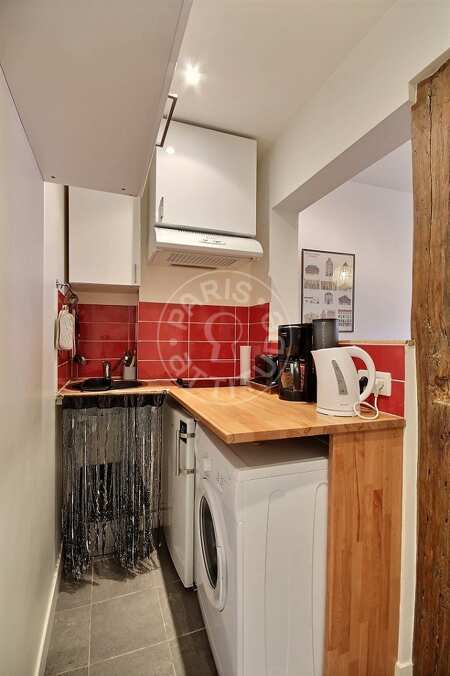 Kitchen Furnished apartment - 30m²  - 1 bedroom - Place Monge - Paris