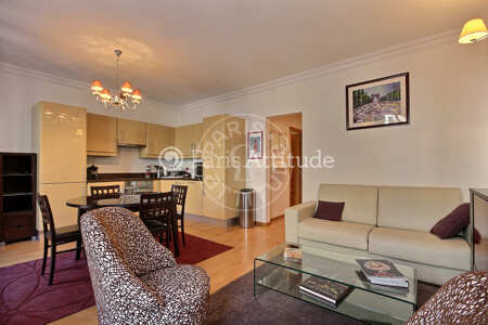 Living room Furnished apartment - 52m² - 1 bedroom - Tour Eiffel - Paris