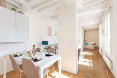 Salon Appartement meublé - 49m²  - 1 chambre - Saint-Paul - Paris