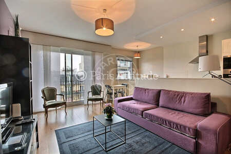 Salon Appartement meublé - 49m²  - 1 chambre - Convention - Paris