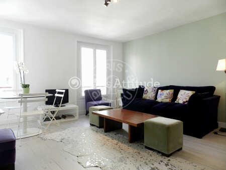 Salon Appartement meublé - 43m²  - 1 chambre - Montmartre / Place des Abbesses - Paris