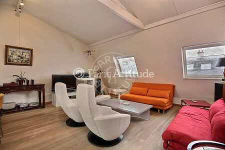 Salon Appartement meublé - 63m² - 1 chambre - Jasmin / Mozart - Paris