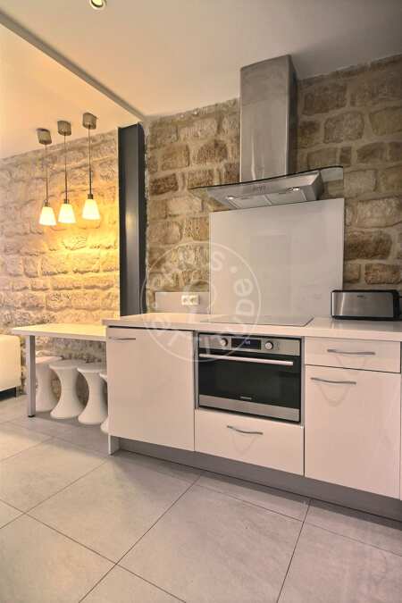 Kitchen Furnished apartment - 34m²  - 1 bedroom - Place Monge - Paris