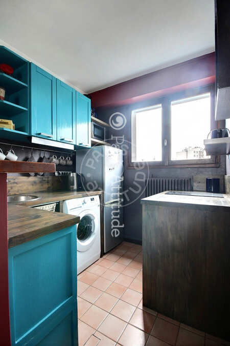 Kitchen Furnished apartment - 50m²  - 1 bedroom - Porte des Lilas - Paris