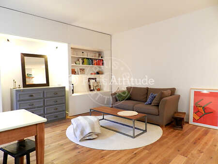 Living room Furnished apartment - 36m²  - 1 bedroom - Belleville - Paris