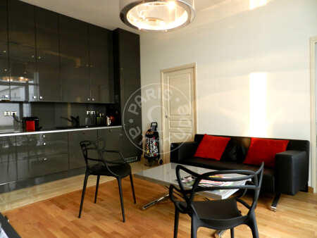 Salon Appartement meublé - 43m²  - 1 chambre - Commerce - Paris