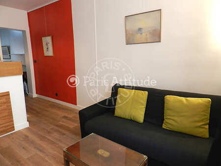 Salon Appartement meublé - 30m²  - 1 chambre - Plaisance / Pernety - Paris