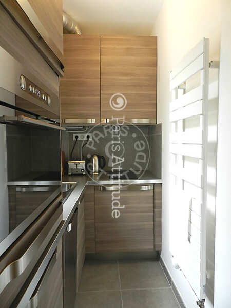 Kitchen Furnished studio alcove - 29m²  - Tour Eiffel - Paris