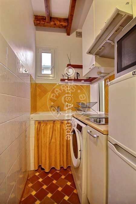 Cuisine Studio alcove meublé - 22m²  - Place Monge - Paris