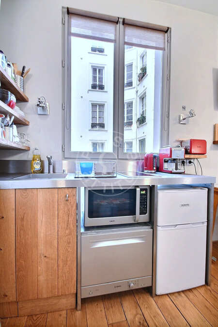 Cuisine Studio alcove meublé - 25m²  - Faubourg Saint-Martin - Paris