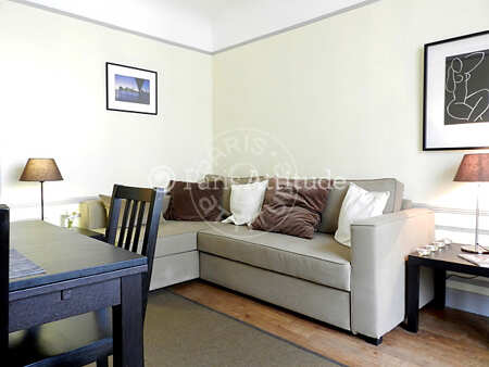 Living room Furnished apartment - 40m²  - 1 bedroom - Auteuil - Paris