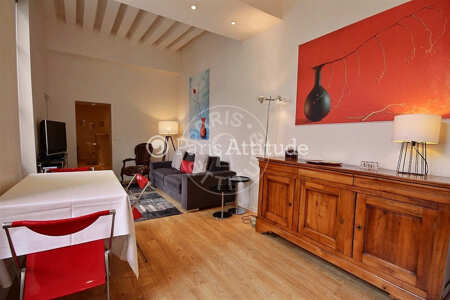 Living room Furnished apartment - 74m²  - 2 bedrooms - Centre George Pompidou - Paris