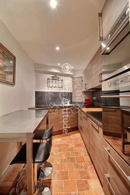 Cuisine Studio meublé - 35m²  - Saint-Germain - Paris