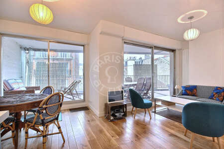 Salon Appartement meublé - 36m²  - 1 chambre - Porte de Saint-Cloud - Paris