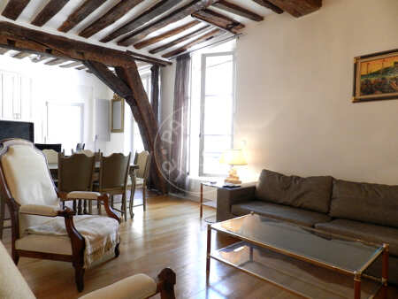 Living room Furnished apartment - 71m²  - 2 bedrooms - Ile Saint-Louis - Paris
