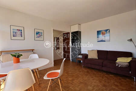 Salon Appartement meublé - 45m²  - 1 chambre - Charonne - Paris