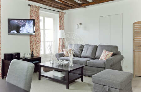 Living room Furnished apartment - 50m²  - 1 bedroom - Place des Vosges - Paris
