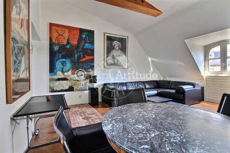 Living room Furnished apartment - 82m²  - 2 bedrooms - Victor Hugo - Paris
