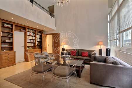 Living room Furnished duplex - 165m²  - 4 bedrooms - Pereire - Paris