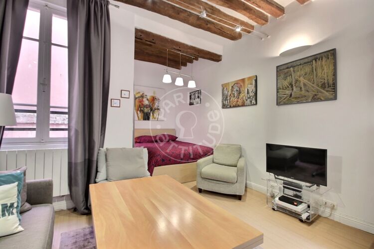 Living room - Furnished studio alcove - Paris 75002 - 977