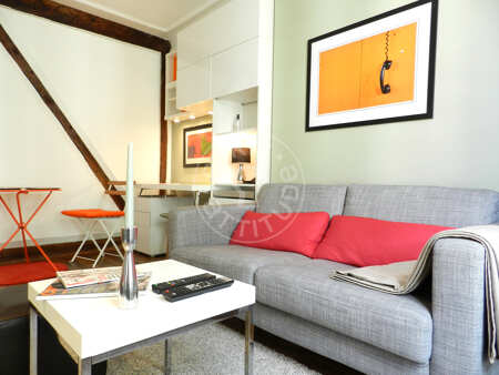 Salon Appartement meublé - 33m²  - 1 chambre - Sacré-Cœur - Paris